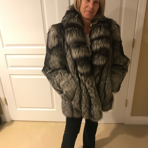 Genuine silver fox jacket in like new condition
